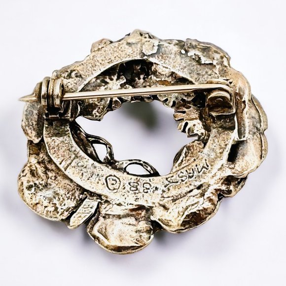 Vintage Silver Scenes Butterfly and Flowers Brooch/Pin - Made in Wales - Picture 5 of 13